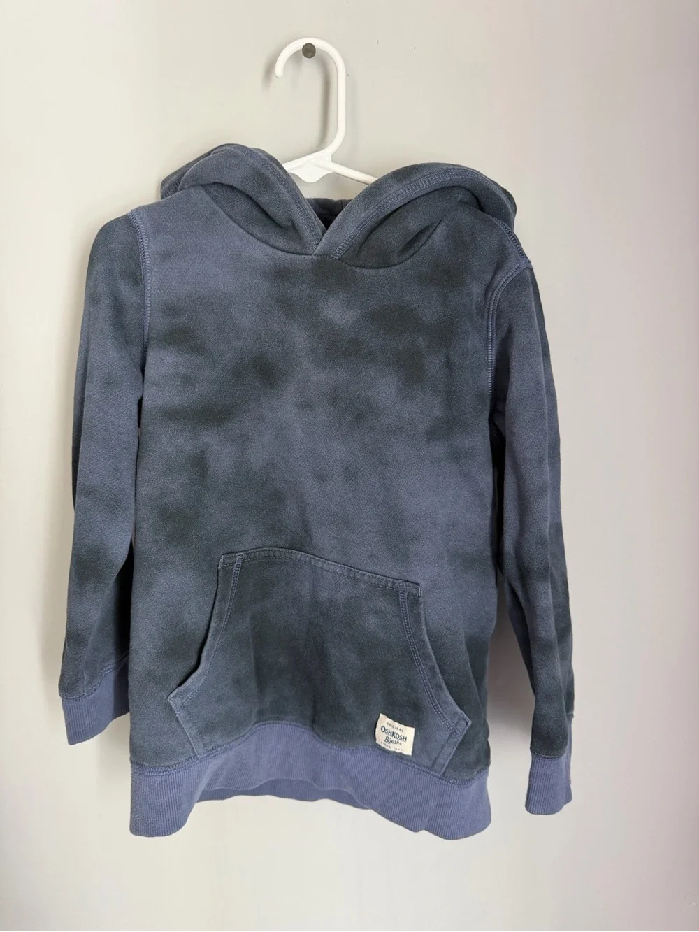 OshKosh B’gosh Boys 7/7A Blue Tie Dye Sherpa Lined Hoodie Pullover